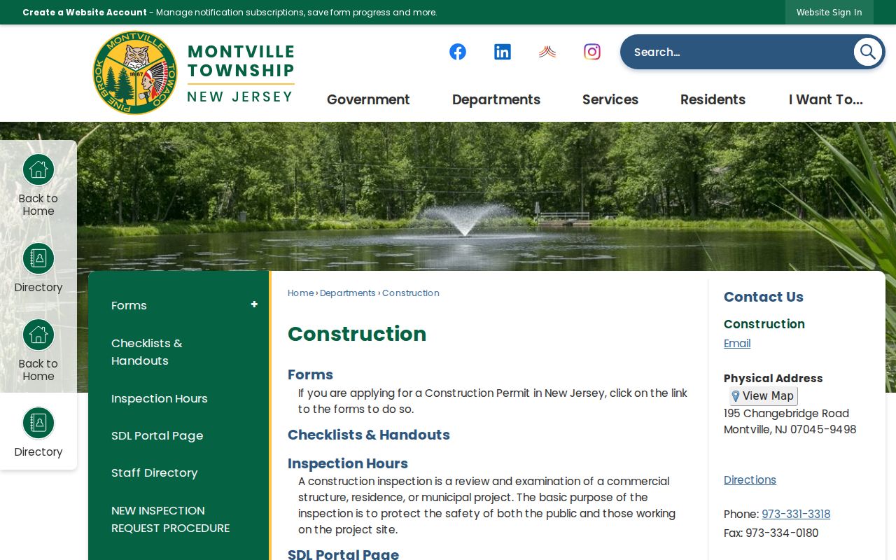 Montville street directory construction permit information
