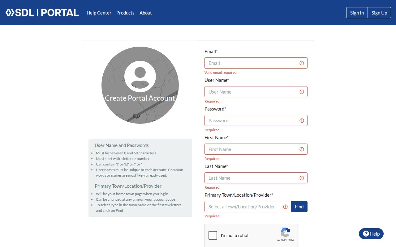 Montville street directory SDL permit account workflow